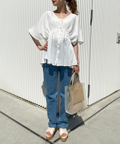 Heather（ヘザー）の「【こなれ】ＢＡＣＫデザインブラウス（半袖）　942903（シャツ/ブラウス・レディース・ホワイト/グリーン/アイボリー・FREE）」の18枚目の写真