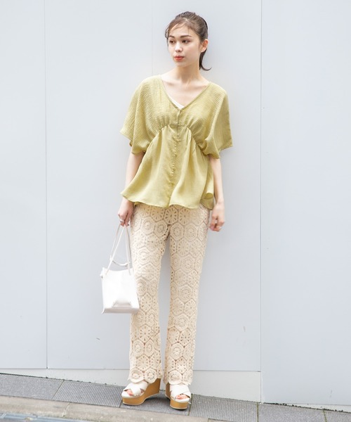 Heather（ヘザー）の「【こなれ】ＢＡＣＫデザインブラウス（半袖）　942903（シャツ/ブラウス・レディース・ホワイト/グリーン/アイボリー・FREE）」の19枚目の写真