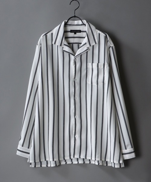 SITRY（シトリー）の「Drape Open Collar Shirt/ドレープ オープンカラー トロミシャツ（シャツ/ブラウス・メンズ・モカ/ブラック系その他2/ワイン/ベージュ/ホワイト/ブラック系その他/ライトブルー/ベージュ系その他/ホワイト系その他2/ライトグリーン/ブラック/ブルー系その他/ターコイズブルー/チャコール/ホワイト系その他/グレー系その他/ベージュ系その他2/ブルー系その他2/ブルー系その他3/グリーン系その他/ブルーグレー/ベージュ系その他3/ブラック系その他3/ブラック系その他4/ブルー系その他4/ホワイト系その他3/ダークグリーン/ライトグレー・LL/M/L）」の3枚目の写真