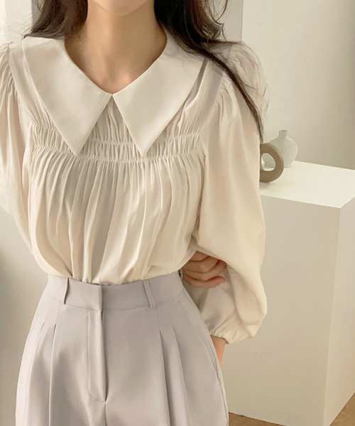ABITOKYO（アビトーキョー）の「ビックフリル衿ボリュームスリーブギャザーブラウス（シャツ/ブラウス・レディース・ホワイト/ピンクベージュ・FREE）」の13枚目の写真