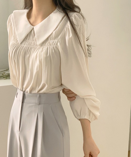 ABITOKYO（アビトーキョー）の「ビックフリル衿ボリュームスリーブギャザーブラウス（シャツ/ブラウス・レディース・ホワイト/ピンクベージュ・FREE）」の15枚目の写真