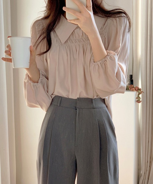 ABITOKYO（アビトーキョー）の「ビックフリル衿ボリュームスリーブギャザーブラウス（シャツ/ブラウス・レディース・ホワイト/ピンクベージュ・FREE）」の8枚目の写真