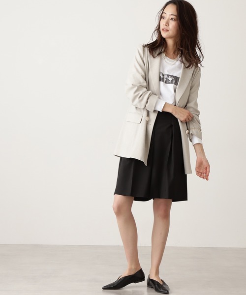 N.(N. Natural Beauty Basic)(エヌエヌナチュラルビューティーベーシック)の「◆タブ付ハーフパンツ(その他パンツ・レディース・ブラック/ベージュ・MEDIUM)」の4枚目の写真