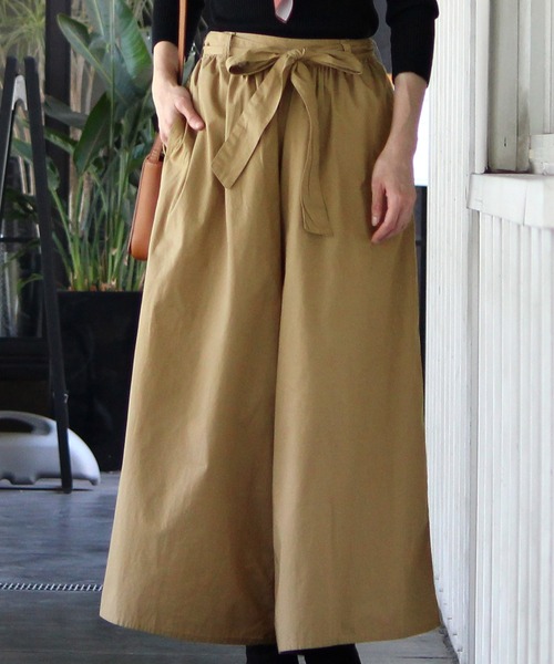 PourVous(プールヴー)の「2wayリボンワイドパンツ(チノパンツ・レディース・ブラック/テラコッタ/ベージュ・M/L)」の3枚目の写真
