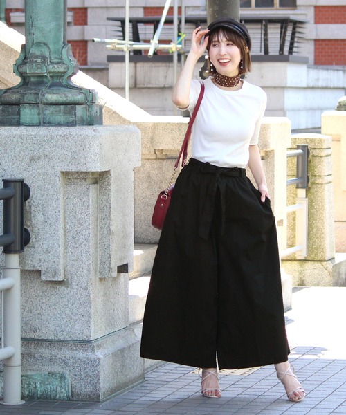 PourVous(プールヴー)の「2wayリボンワイドパンツ(チノパンツ・レディース・ブラック/テラコッタ/ベージュ・M/L)」の9枚目の写真