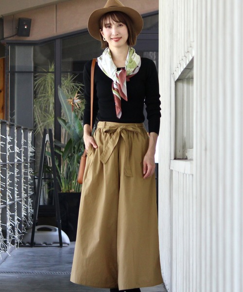 PourVous(プールヴー)の「2wayリボンワイドパンツ(チノパンツ・レディース・ブラック/テラコッタ/ベージュ・M/L)」の20枚目の写真