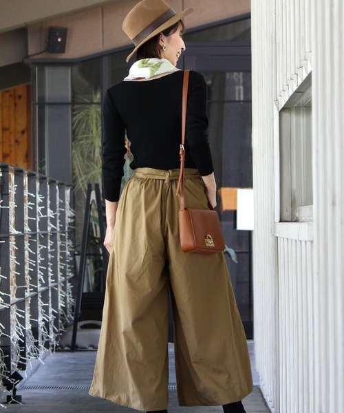 PourVous(プールヴー)の「2wayリボンワイドパンツ(チノパンツ・レディース・ブラック/テラコッタ/ベージュ・M/L)」の18枚目の写真