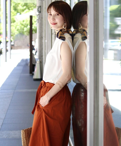 PourVous(プールヴー)の「2wayリボンワイドパンツ(チノパンツ・レディース・ブラック/テラコッタ/ベージュ・M/L)」の8枚目の写真