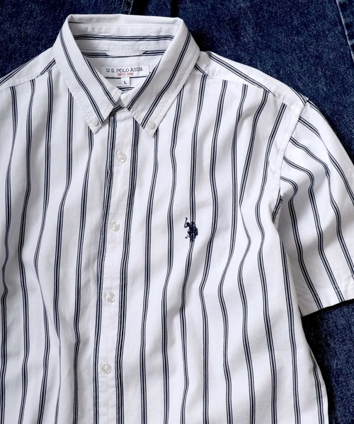 U.S. POLO ASSN.(ユーエスポロアッスン)の「U.S. POLO ASSN.(ユーエスポロアッスン)ワンポイントロゴ 刺繍ボタンダウンシャツ メンズ レディース/半袖シャツ(シャツ/ブラウス・メンズ・ホワイト/ブラック/ベージュ/ネイビー/ホワイト系その他/ブルー系その他/ブルー系その他2・LL/M/L)」の3枚目の写真