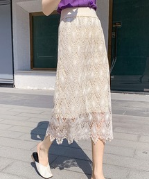 ミモレ丈 レース 台形スカート