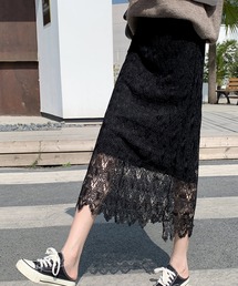 ミモレ丈 レース 台形スカート