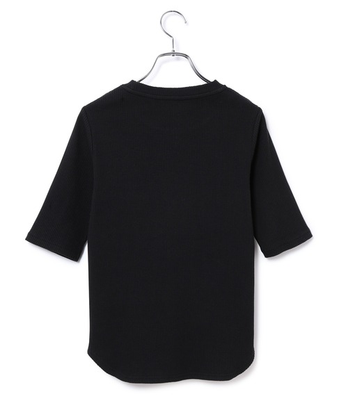 ADAM ET ROPE'(アダムエロペ)の「【アウトレット店舗・WEB限定】プリーツリブ5分袖プルオーバー(Tシャツ/カットソー・レディース・ブラック/レッド/ホワイト・FREE)」の8枚目の写真
