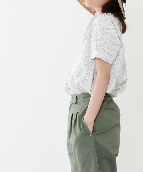 POU DOU DOU(プードゥドゥ)の「スクエアヨークフリルブラウス(シャツ/ブラウス・レディース・ネイビー/オフホワイト/ミント・3)」の7枚目の写真