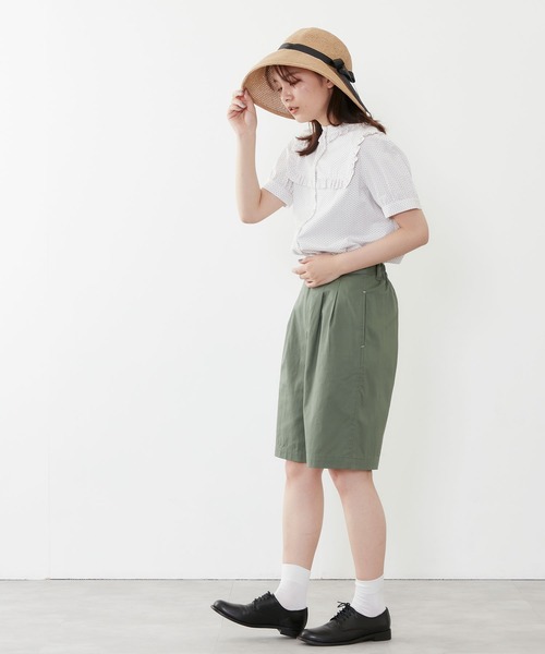 POU DOU DOU(プードゥドゥ)の「スクエアヨークフリルブラウス(シャツ/ブラウス・レディース・ネイビー/オフホワイト/ミント・3)」の11枚目の写真