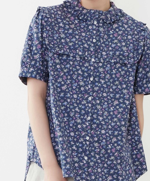 POU DOU DOU(プードゥドゥ)の「スクエアヨークフリルブラウス(シャツ/ブラウス・レディース・ネイビー/オフホワイト/ミント・3)」の17枚目の写真