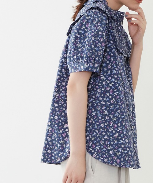 POU DOU DOU(プードゥドゥ)の「スクエアヨークフリルブラウス(シャツ/ブラウス・レディース・ネイビー/オフホワイト/ミント・3)」の18枚目の写真