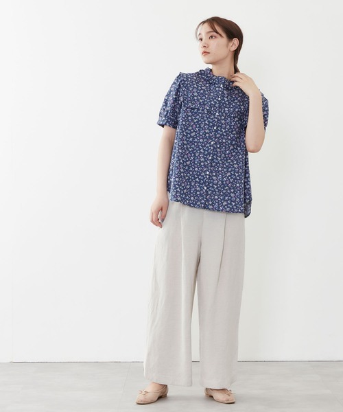 POU DOU DOU(プードゥドゥ)の「スクエアヨークフリルブラウス(シャツ/ブラウス・レディース・ネイビー/オフホワイト/ミント・3)」の19枚目の写真