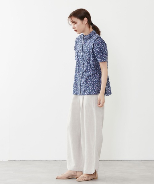 POU DOU DOU(プードゥドゥ)の「スクエアヨークフリルブラウス(シャツ/ブラウス・レディース・ネイビー/オフホワイト/ミント・3)」の20枚目の写真