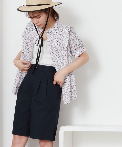 POU DOU DOU(プードゥドゥ)の「スクエアヨークフリルブラウス(シャツ/ブラウス・レディース・ネイビー/オフホワイト/ミント・3)」の21枚目の写真