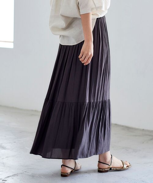 le.coeur blanc(ルクールブラン)の「カッセンヨウリュウギャザースカート(スカート・レディース・ライトグレー/ダークブラウン/ライトグリーン・38/36)」の2枚目の写真