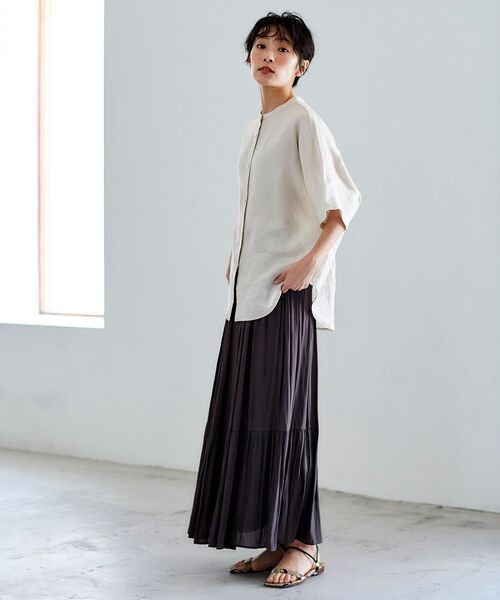 le.coeur blanc(ルクールブラン)の「カッセンヨウリュウギャザースカート(スカート・レディース・ライトグレー/ダークブラウン/ライトグリーン・38/36)」の8枚目の写真