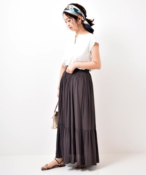 le.coeur blanc(ルクールブラン)の「カッセンヨウリュウギャザースカート(スカート・レディース・ライトグレー/ダークブラウン/ライトグリーン・38/36)」の9枚目の写真
