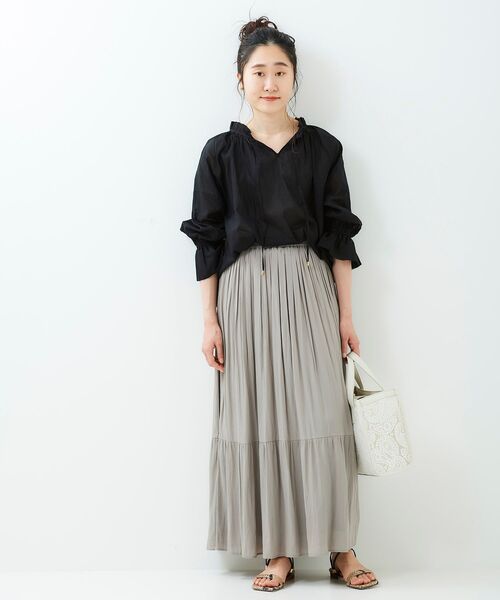 le.coeur blanc(ルクールブラン)の「カッセンヨウリュウギャザースカート(スカート・レディース・ライトグレー/ダークブラウン/ライトグリーン・38/36)」の10枚目の写真