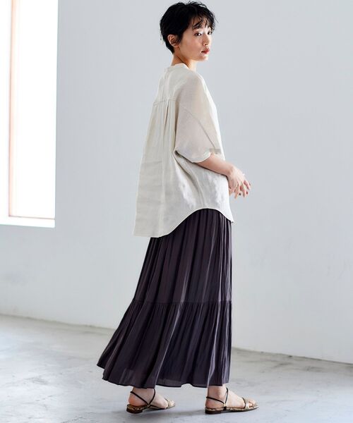 le.coeur blanc(ルクールブラン)の「カッセンヨウリュウギャザースカート(スカート・レディース・ライトグレー/ダークブラウン/ライトグリーン・38/36)」の22枚目の写真