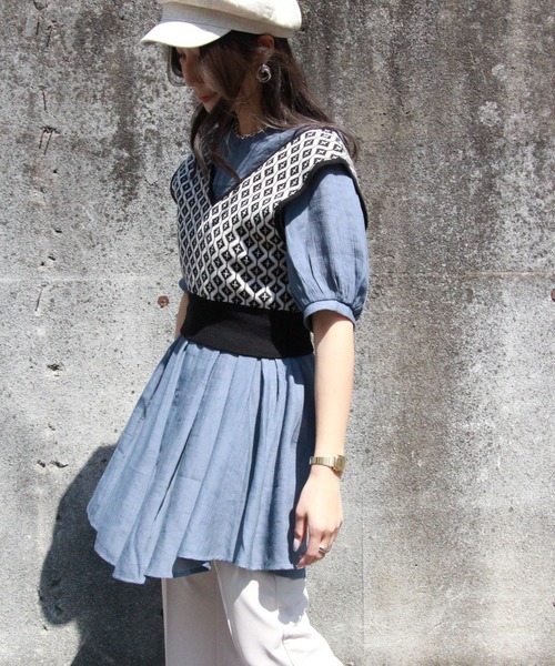 RETRO GIRL（レトロガール）の「2WAYチュニックブラウス（チュニック・レディース・オフホワイト/ライトベージュ/ブルー・FREE）」の15枚目の写真