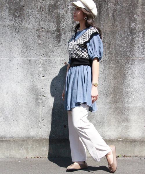 RETRO GIRL（レトロガール）の「2WAYチュニックブラウス（チュニック・レディース・オフホワイト/ライトベージュ/ブルー・FREE）」の16枚目の写真