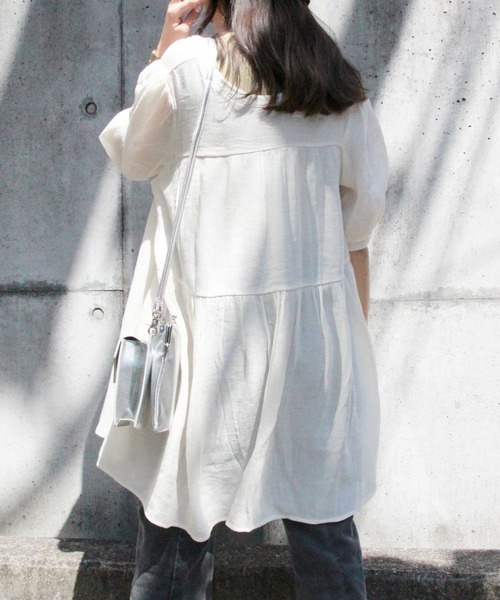 RETRO GIRL（レトロガール）の「2WAYチュニックブラウス（チュニック・レディース・オフホワイト/ライトベージュ/ブルー・FREE）」の4枚目の写真