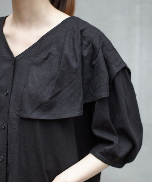 CIAOPANIC TYPY（チャオパニックティピー）の「リネンレーヨンタック衿ブラウス（シャツ/ブラウス・レディース・ホワイト/ブラック/グレイッシュベージュ・ONE SIZE）」の18枚目の写真