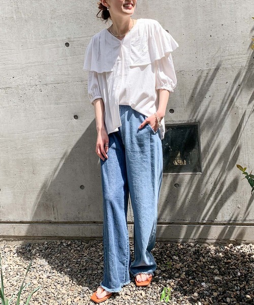 CIAOPANIC TYPY（チャオパニックティピー）の「リネンレーヨンタック衿ブラウス（シャツ/ブラウス・レディース・ホワイト/ブラック/グレイッシュベージュ・ONE SIZE）」の13枚目の写真