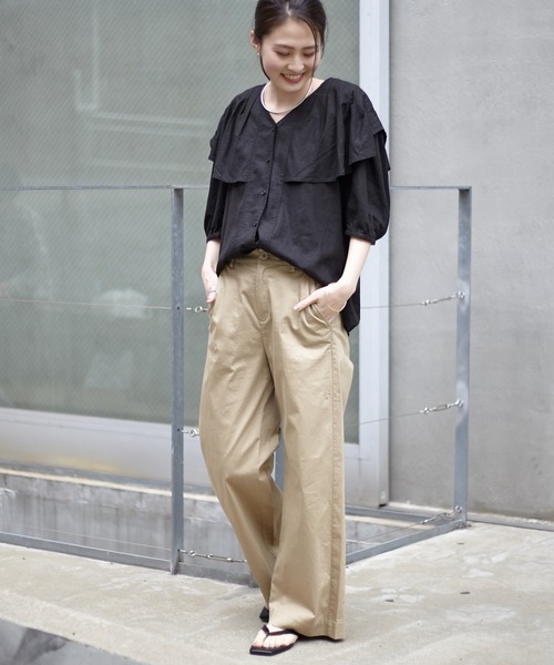 CIAOPANIC TYPY（チャオパニックティピー）の「リネンレーヨンタック衿ブラウス（シャツ/ブラウス・レディース・ホワイト/ブラック/グレイッシュベージュ・ONE SIZE）」の20枚目の写真