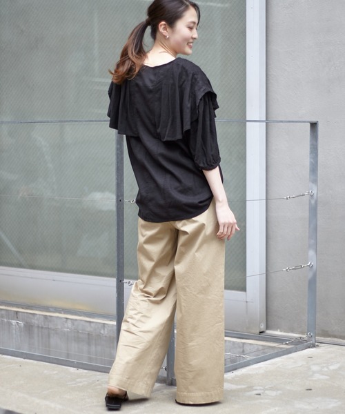 CIAOPANIC TYPY（チャオパニックティピー）の「リネンレーヨンタック衿ブラウス（シャツ/ブラウス・レディース・ホワイト/ブラック/グレイッシュベージュ・ONE SIZE）」の5枚目の写真