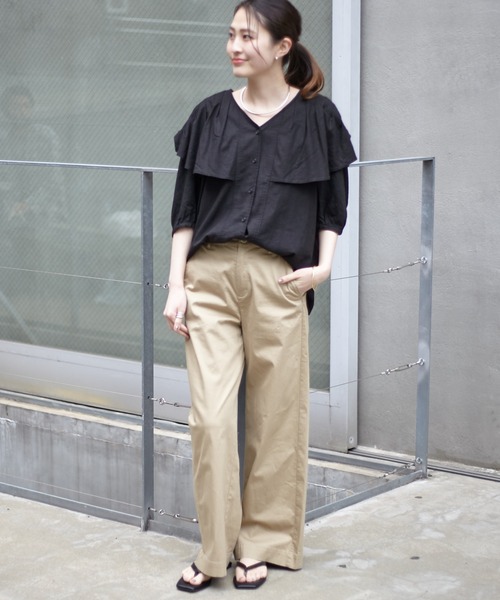 CIAOPANIC TYPY（チャオパニックティピー）の「リネンレーヨンタック衿ブラウス（シャツ/ブラウス・レディース・ホワイト/ブラック/グレイッシュベージュ・ONE SIZE）」の11枚目の写真