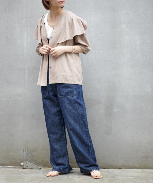 CIAOPANIC TYPY（チャオパニックティピー）の「リネンレーヨンタック衿ブラウス（シャツ/ブラウス・レディース・ホワイト/ブラック/グレイッシュベージュ・ONE SIZE）」の21枚目の写真