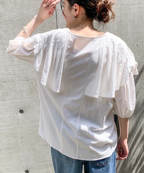 CIAOPANIC TYPY（チャオパニックティピー）の「リネンレーヨンタック衿ブラウス（シャツ/ブラウス・レディース・ホワイト/ブラック/グレイッシュベージュ・ONE SIZE）」の10枚目の写真