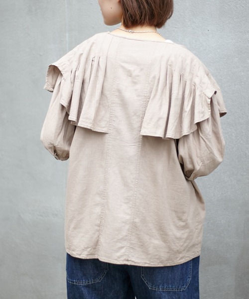 CIAOPANIC TYPY（チャオパニックティピー）の「リネンレーヨンタック衿ブラウス（シャツ/ブラウス・レディース・ホワイト/ブラック/グレイッシュベージュ・ONE SIZE）」の14枚目の写真