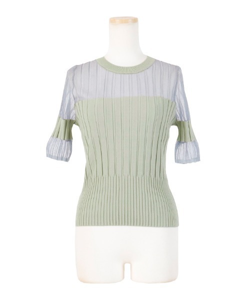 AMBIENT（アンビエント）の「ｼｰｽﾙｰﾘﾌﾞｼｮｰﾄｽﾘｰﾌﾞﾆｯﾄ（ニット/セーター・レディース・ブラック/グリーン/ピンク・FREE）」の5枚目の写真