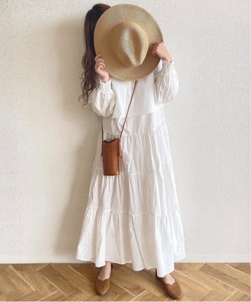 Mysa&Liina（ミーサリーナ）の「レイヤードシャーリングティアードワンピース（ワンピース・レディース・オフホワイト/イエロー/ベージュ/ブラック・M）」の5枚目の写真