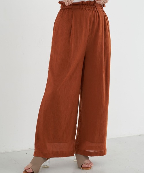 earth music&ecology(アースミュージックアンドエコロジー)の「コットン楊柳パンツ *(その他パンツ・レディース・ブラック/グリーン/モカ/テラコッタ・FREE)」の4枚目の写真