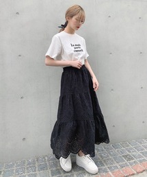 【Voyage titty&Co.】レース切替えミディスカート