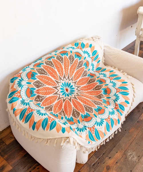 チャイハネ（チャイハネ）の「【チャイハネ】メンデルフリンジ付きラウンドクロス（インテリア雑貨・レディース・ピンク/イエロー/ブルー/グリーン・FREE）」の4枚目の写真