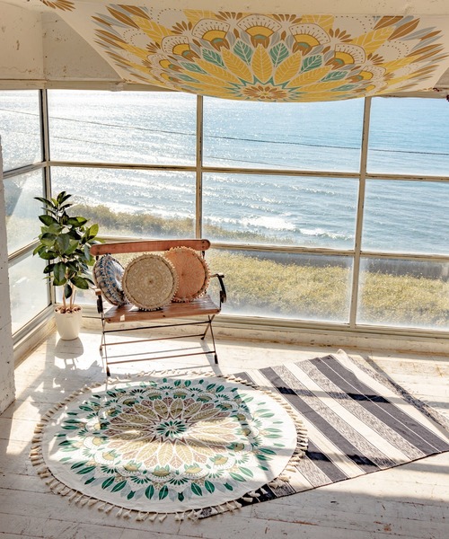 チャイハネ（チャイハネ）の「【チャイハネ】メンデルフリンジ付きラウンドクロス（インテリア雑貨・レディース・ピンク/イエロー/ブルー/グリーン・FREE）」の8枚目の写真