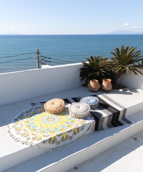 チャイハネ（チャイハネ）の「【チャイハネ】メンデルフリンジ付きラウンドクロス（インテリア雑貨・レディース・ピンク/イエロー/ブルー/グリーン・FREE）」の9枚目の写真