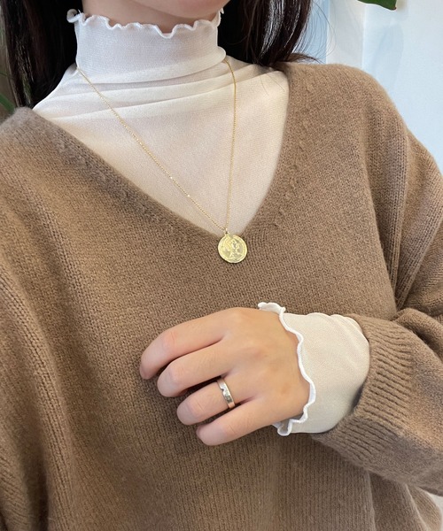 CEMONEMO(セモネモ)の「ハイネック シースルー メロー カットソー(Tシャツ/カットソー・レディース・ホワイト/ブラック/ベージュ/ブラウン/パープル/グリーン/インディゴブルー/グレー/ナチュラル/ピンク/イエロー/スカイブルー/イエロー系その他・FREE)」の6枚目の写真