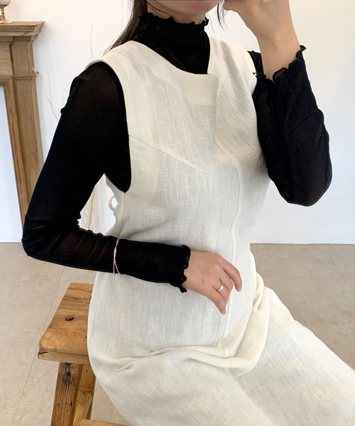 CEMONEMO(セモネモ)の「ハイネック シースルー メロー カットソー(Tシャツ/カットソー・レディース・ホワイト/ブラック/ベージュ/ブラウン/パープル/グリーン/インディゴブルー/グレー/ナチュラル/ピンク/イエロー/スカイブルー/イエロー系その他・FREE)」の19枚目の写真