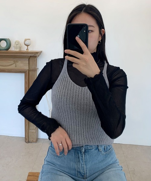 CEMONEMO(セモネモ)の「ハイネック シースルー メロー カットソー(Tシャツ/カットソー・レディース・ホワイト/ブラック/ベージュ/ブラウン/パープル/グリーン/インディゴブルー/グレー/ナチュラル/ピンク/イエロー/スカイブルー/イエロー系その他・FREE)」の22枚目の写真