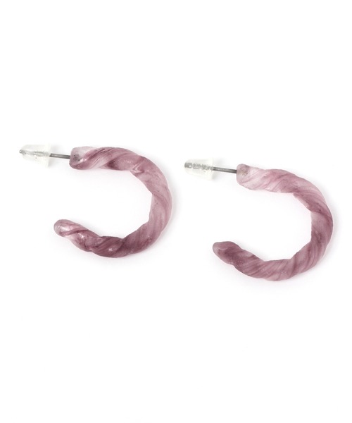 GLOBAL WORK(グローバルワーク)の「グラスフープピアス/948703(ピアス(両耳用)・レディース・オフホワイト/グリーン/ライトベージュ/パープル系その他2・FREE)」の4枚目の写真